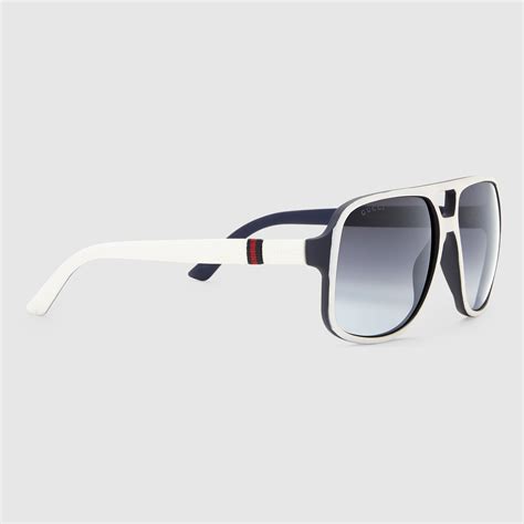 gucci white light sunglasses|white gucci sunglasses men's.